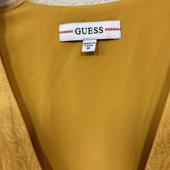 GUESS NWT Hanna Asymmetrical wrap Dress Golden Chartreuse size M - Picture 7 of 10